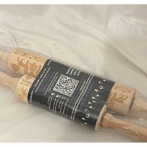 Zulay Kitchen Christmas Embossed Rolling Pin Set